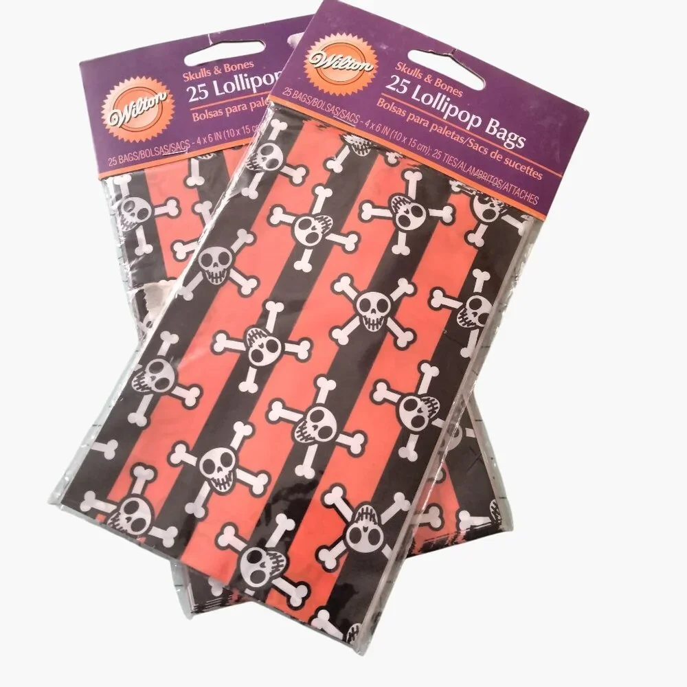 Wilton Skulls Cross Bones Lollipop Bags Halloween Halloween Treat Wrappers 50